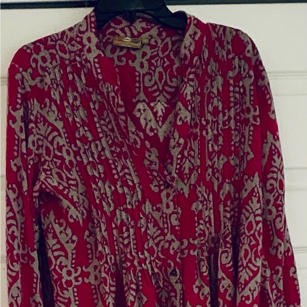 Elegant Hot Pink/ Grey Patterned Women's Top